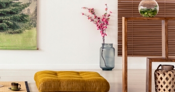 Bodenkissen Beiges Bodenkissen im Wohnzimmer